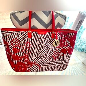 Henri Bendel - VINTAGE - Hot Pink Floral Tote 👜 Shoulder Bag